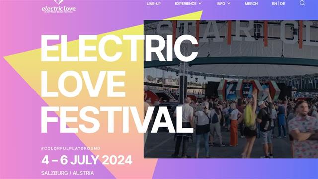 Screenshot Internetseite Electric Love Festival